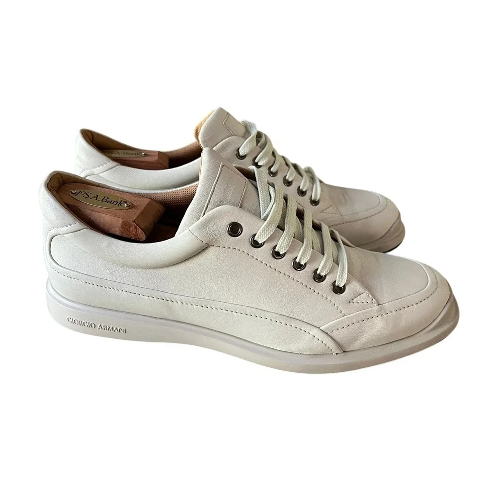 Giorgio Armani Leather Sneakers Men's US Size 10 / UK 9‎ Casual Walking Shoes